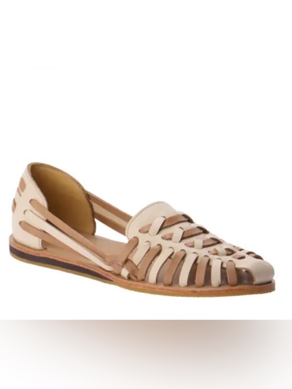 Nisolo New Cream & Tan Woven Leather Slip-Ons